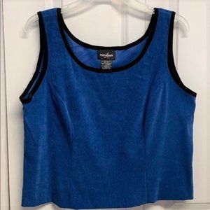 Positive Attitude Blue Black Trim Sleeveless Crop Cami Top Size 14